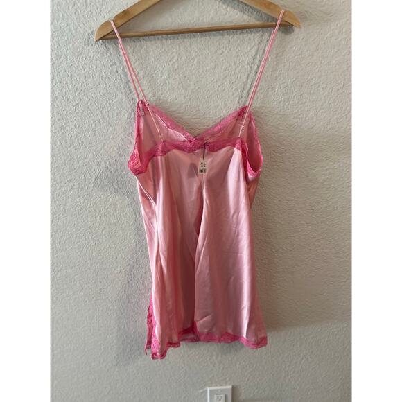 Vintage Y2K Victoria’s Secret Pink Satin Lace Slip Dress NWT Size M Coquette - Picture 3 of 4